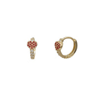 Zirconia Pave Heart Huggie Earrings (14K)