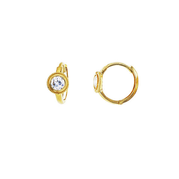 Rope Halo CZ Huggie Earrings (14K)