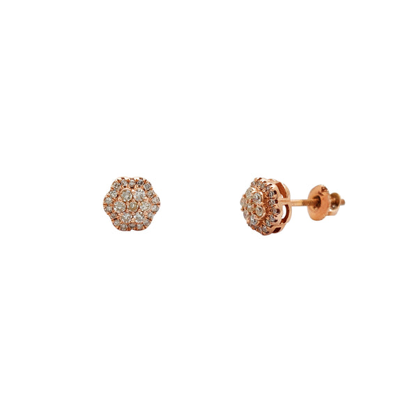 Rose Gold Diamond Cluster Stud Earrings (14K) Popular Jewelry New York