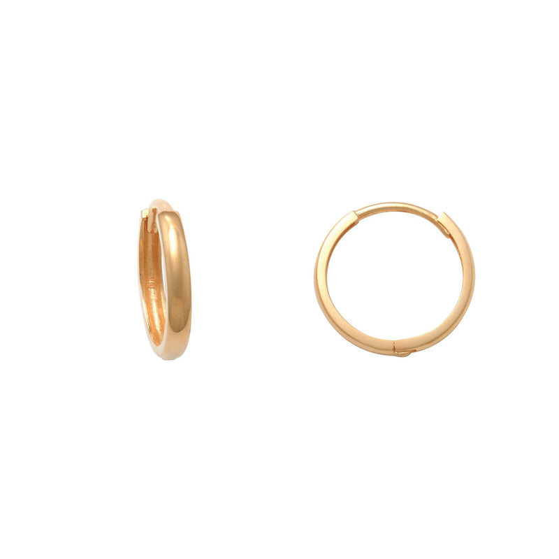 Rose Gold Plain Huggie Earrings (14K) Popular Jewelry New York