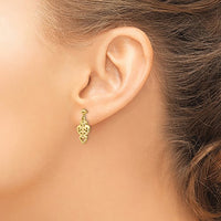 Filigree Heart Stud Dangling Earrings (14K)