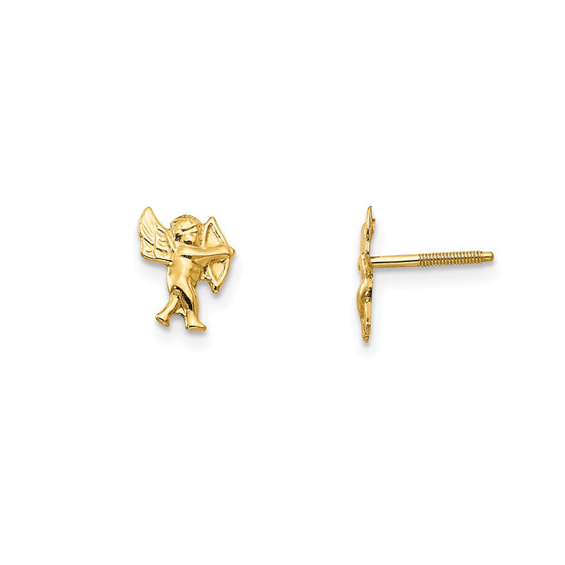 14k solid hot white gold cupid Earrings