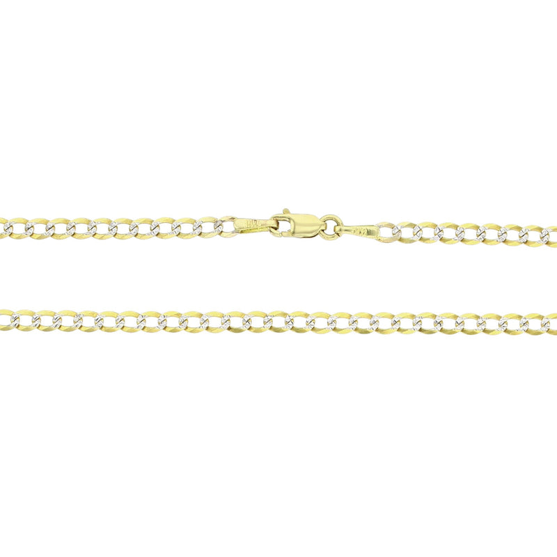 Two Tone Cuban Anklet Bracelet (14K)