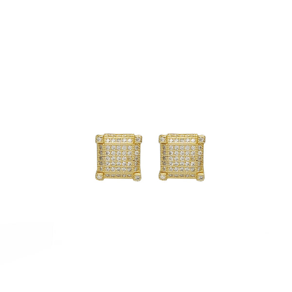 Micropave Square CZ Stud Earrings (Silver)