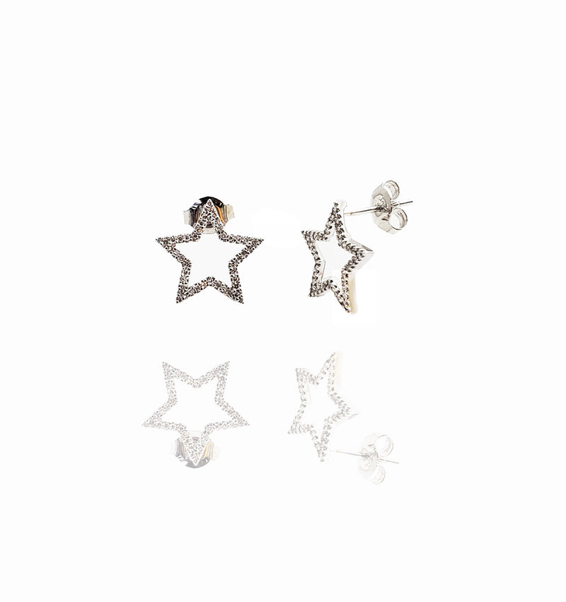 White Gold Star Shape Diamond Earring (14K)