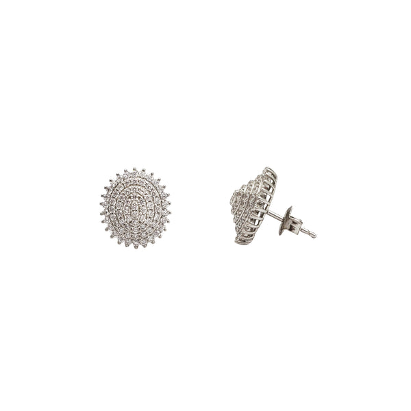 Iced-Out Stud Earrings (Silver)