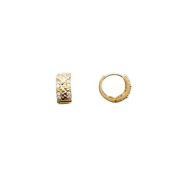 Shiny CZ Huggie Earrings (14K)