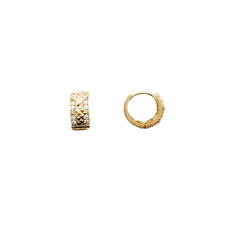 Shiny CZ Huggie Earrings (14K)