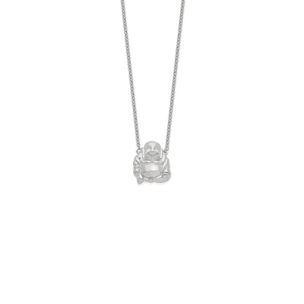 Smiling Buddha Necklace (Silver) front - Popular Jewelry - New York