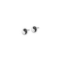 Yin Yang Symbol Enamel Stud Earrings (Silver) side - Popular Jewelry - New York