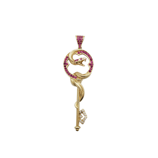 Snake Key CZ Pendant (14K)