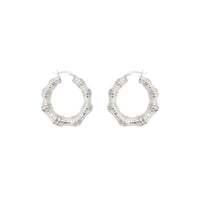 Special Design Bamboo Hoop Earrings (Silver)