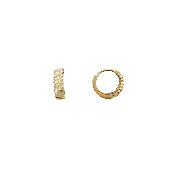 Stair Loop CZ Huggie Earrings (14K)