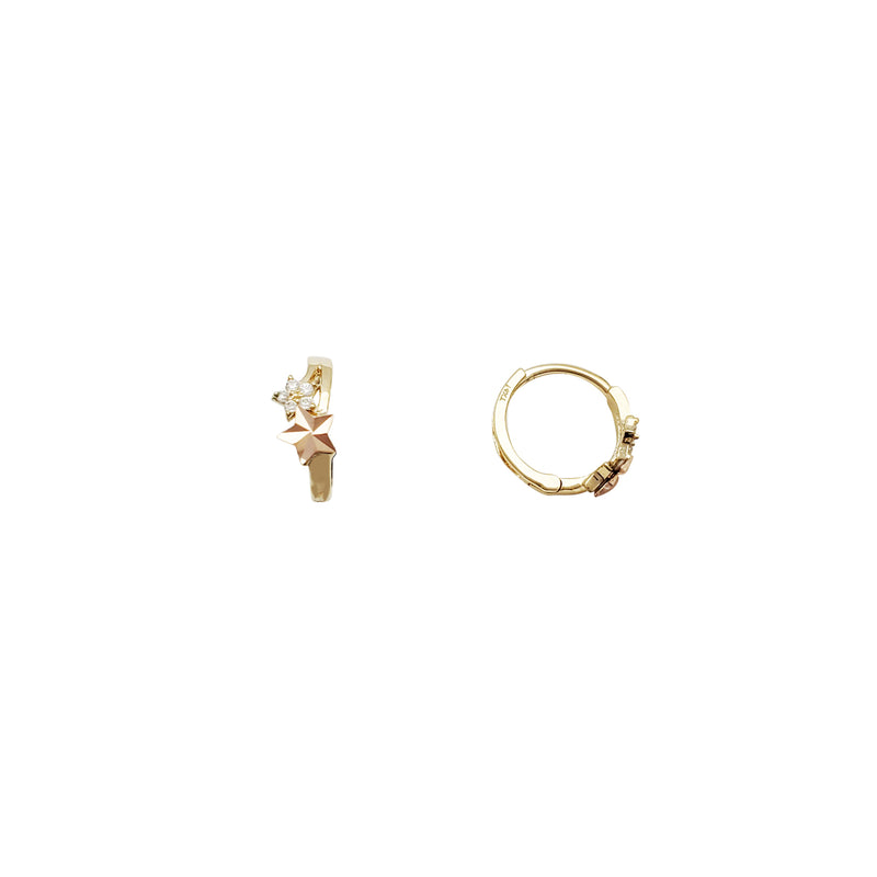 Star CZ Huggie Earrings (14K)