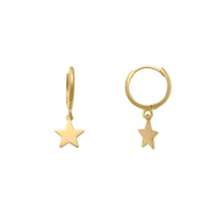 Star Hanging Huggie Earrings (14K)