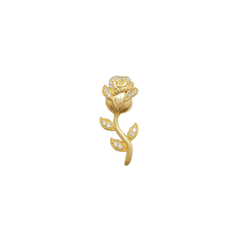 Stone-Set Rose & Vine Pendant (14K) Popular Jewelry New York