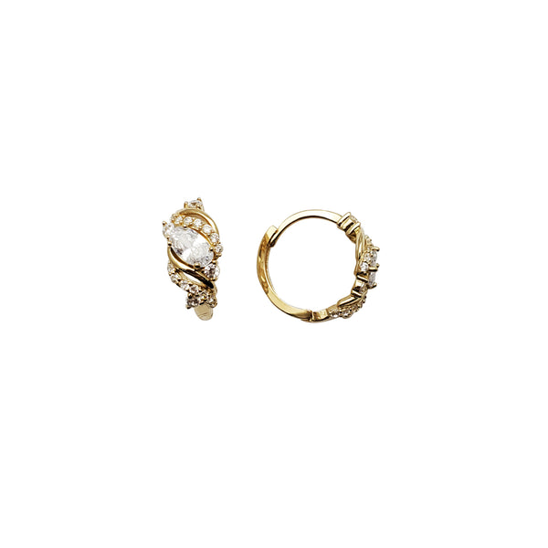 Swirl CZ Huggie Earring (14K)