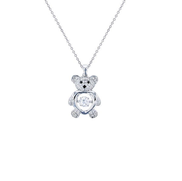 Teddy Bear Necklace (Silver)