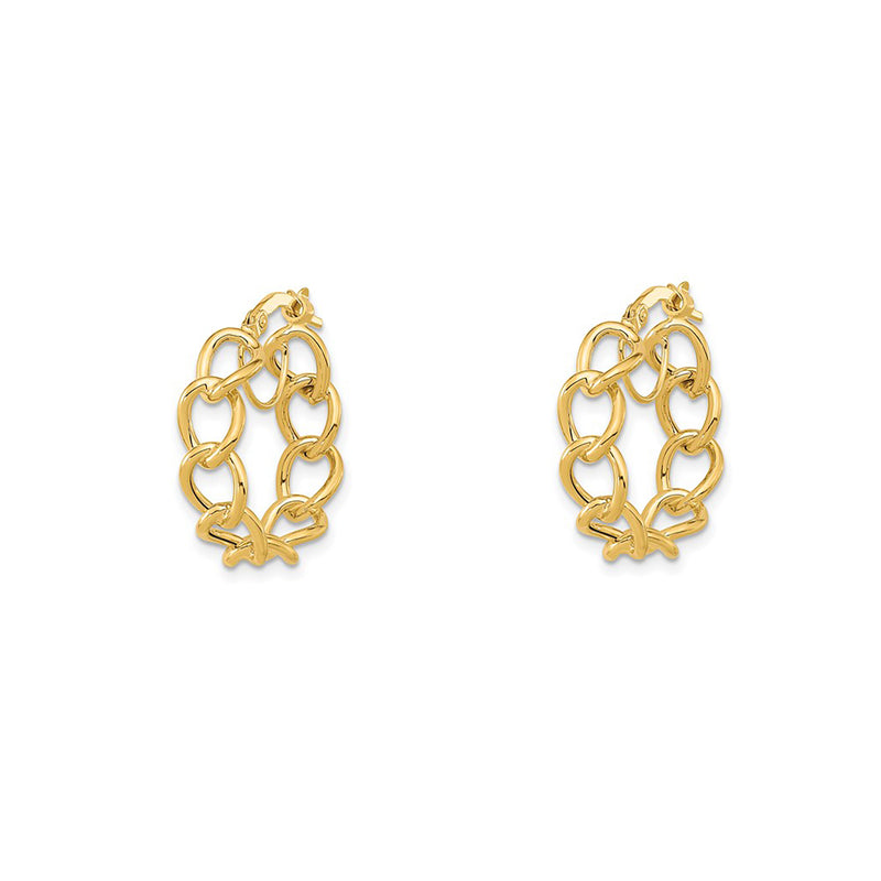 Cable-Link Hoops Earrings (14K)