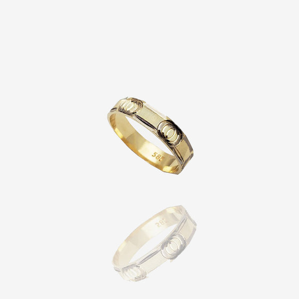 Diamond-Cut Interlocked Circles Band (14K)