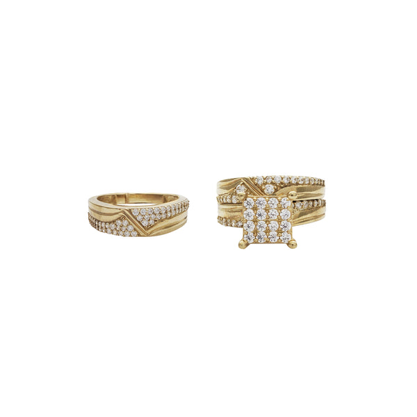 Square Three-Piece-Set Ring (10K)