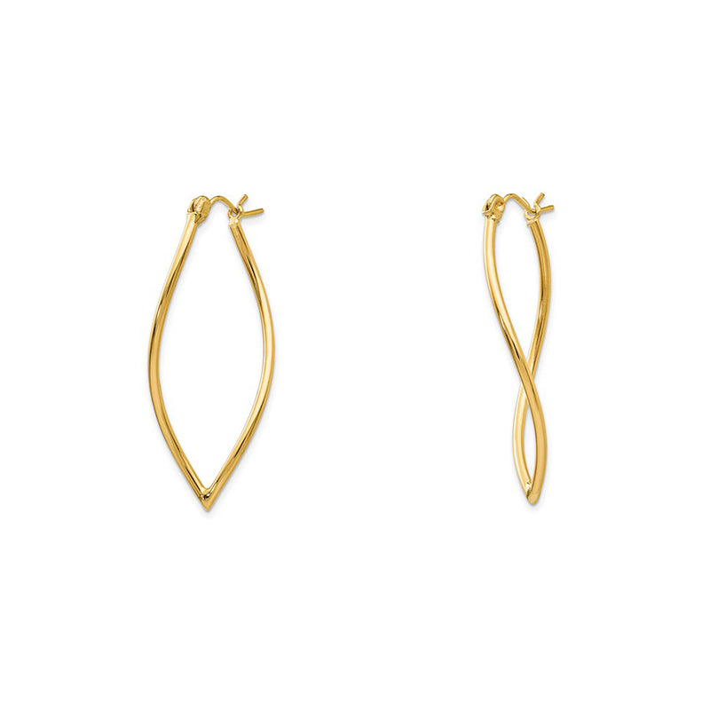 Wavy Fancy Hoops Earrings (14K)