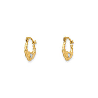 Two-Tone Heart Huggie/Hoops Earrings (14K)