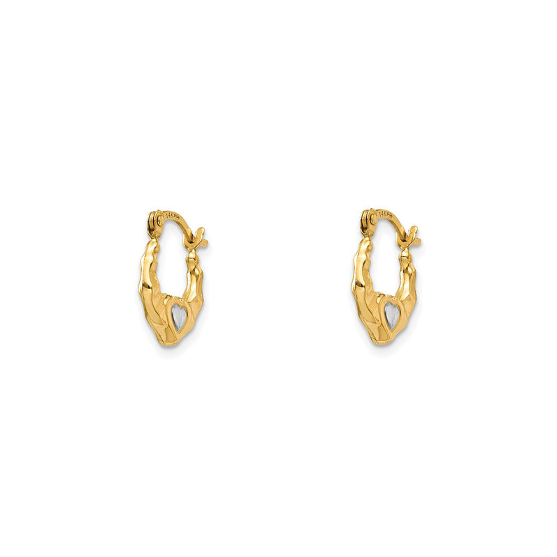 Two-Tone Heart Huggie/Hoops Earrings (14K)