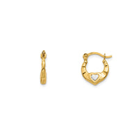 Two-Tone Heart Huggie/Hoops Earrings (14K)