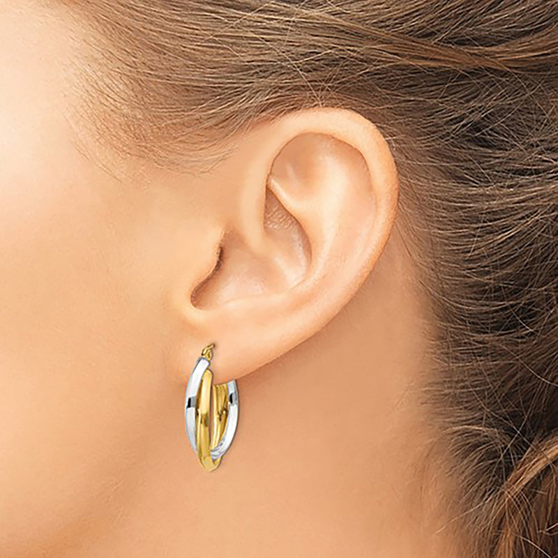 Two-Tone Fancy Hoops Earrings (14K)