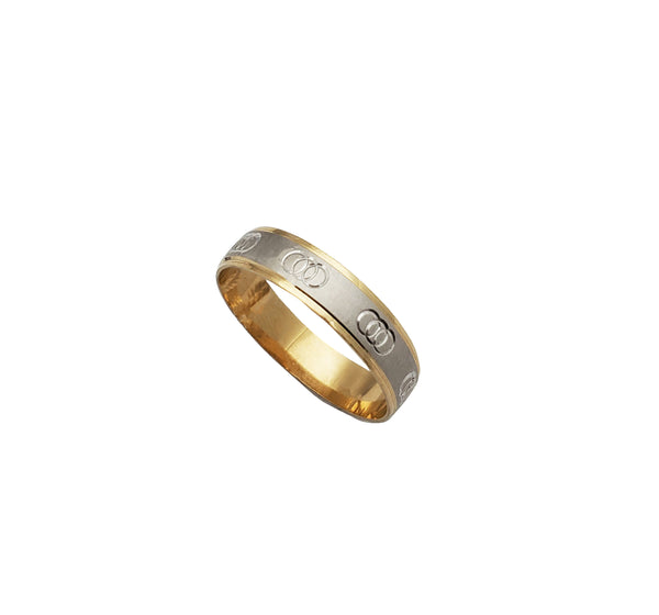 Two-Tone Interlocking Circles Matte Band 14K)