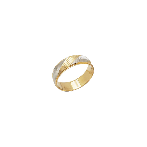 Two-tone Diamond-Cut Wedding Band Ring (14K)