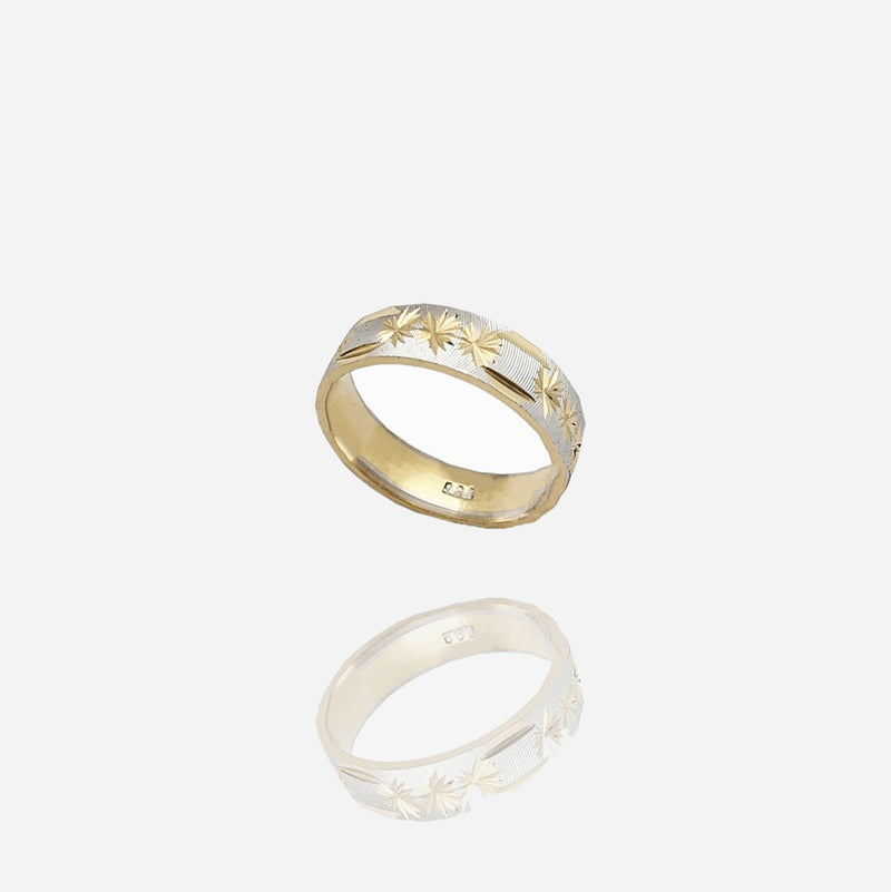 Two-Tone Starburst Diamond-Cut Band (14K)