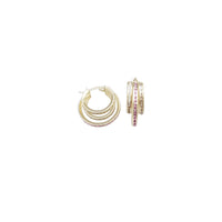 Triple Hoop CZ Earrings (14K)