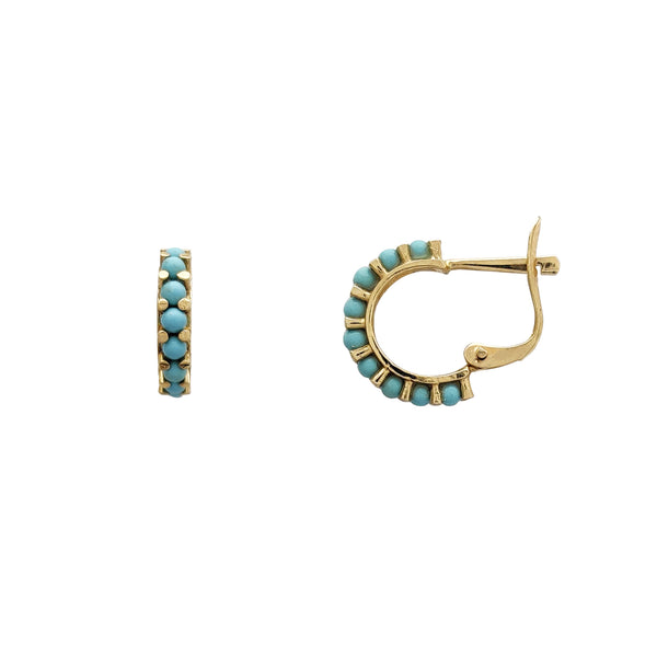 Turquoise Beads Huggie Earrings (14K) Popular Jewelry New York