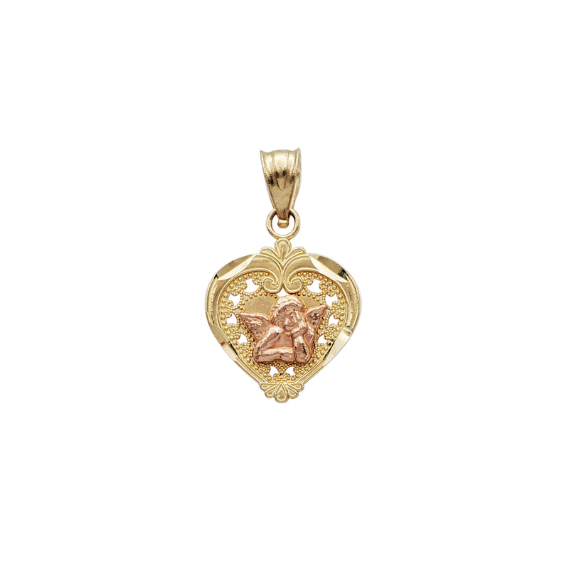 Two-Tone Heart & Angel Pendant (14K)