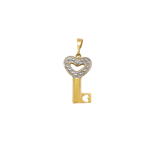 Two-Tone Love Key Pendant (14K)