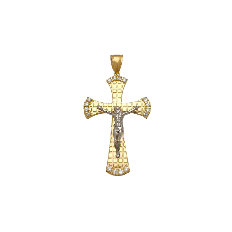 Two-Tone Stone-Set Crucifix Pendant (14K)  Popular Jewelry New York