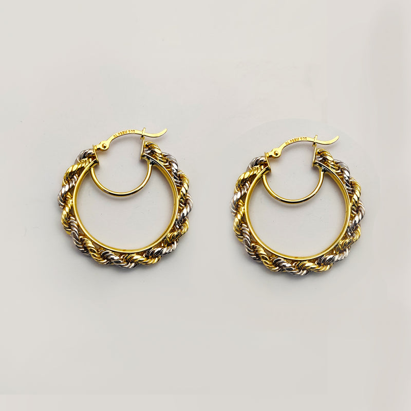 Two-Toned Rope Hoop Earrings (10K) Popular Jewelry New York