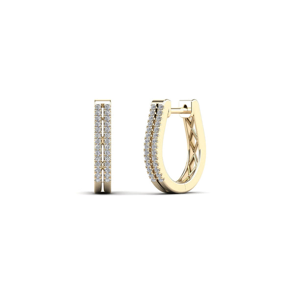 Diamond Two-Stripes U-Shape Huggie Earrings (14K)