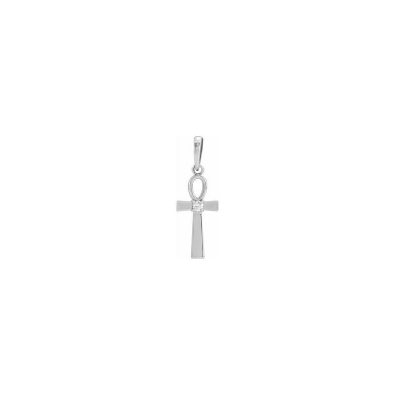 Diamond Solitaire Ankh Pendant white (14K) front - Popular Jewelry - New York