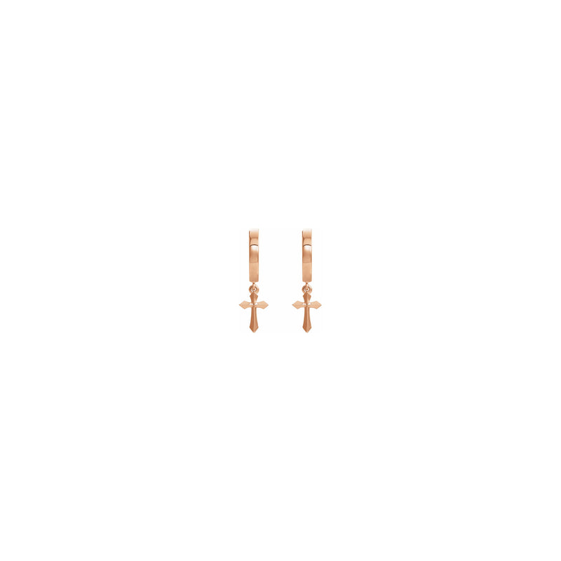 Passion Cross Drop Earrings rose (14K) front - Popular Jewelry - New York