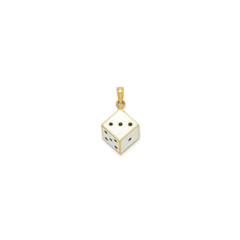 3D Enameled Die Pendant black (14K) front - Popular Jewelry - New York