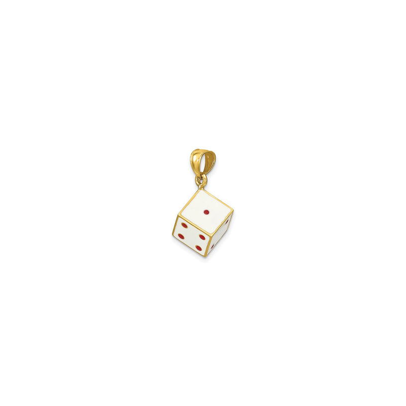 3D Enameled Die Pendant red (14K) diagonal - Popular Jewelry - New York