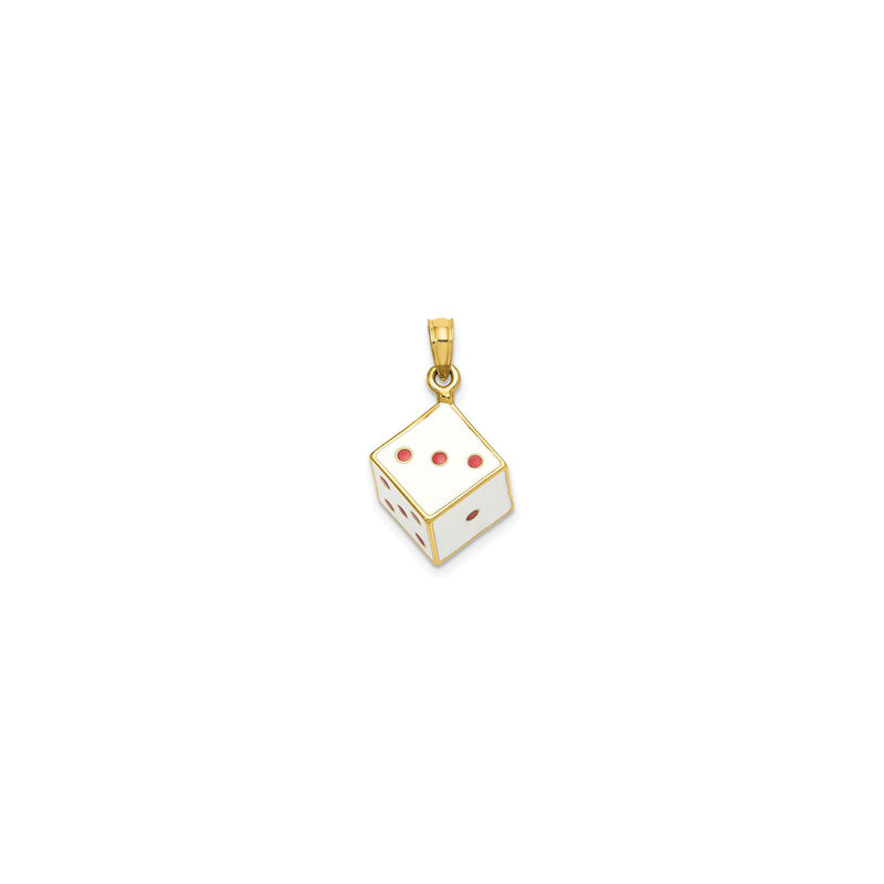 3D Enameled Die Pendant red (14K) front - Popular Jewelry - New York