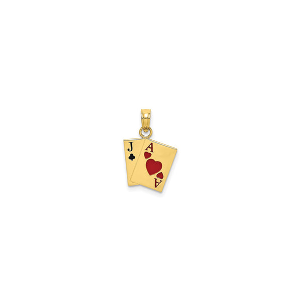 Ace Jack Poker Hand Pendant (14K) front - Popular Jewelry - New York