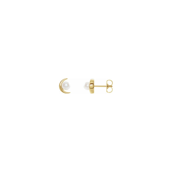 Crescent Moon Pearl Stud Earrings yellow (14K) main - Popular Jewelry - New York