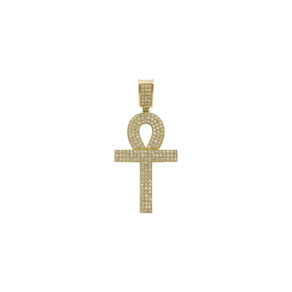 Iced-Out Milgrain Ankh Pendant (14K) front - Popular Jewelry - New York