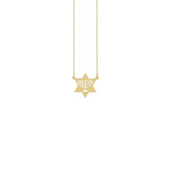 Menorah Star Necklace yellow (14K) front - Popular Jewelry - New York