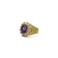 Oval Purple Gemstone Presidential Halo Ring (14K) side 1 - Popular Jewelry - New York